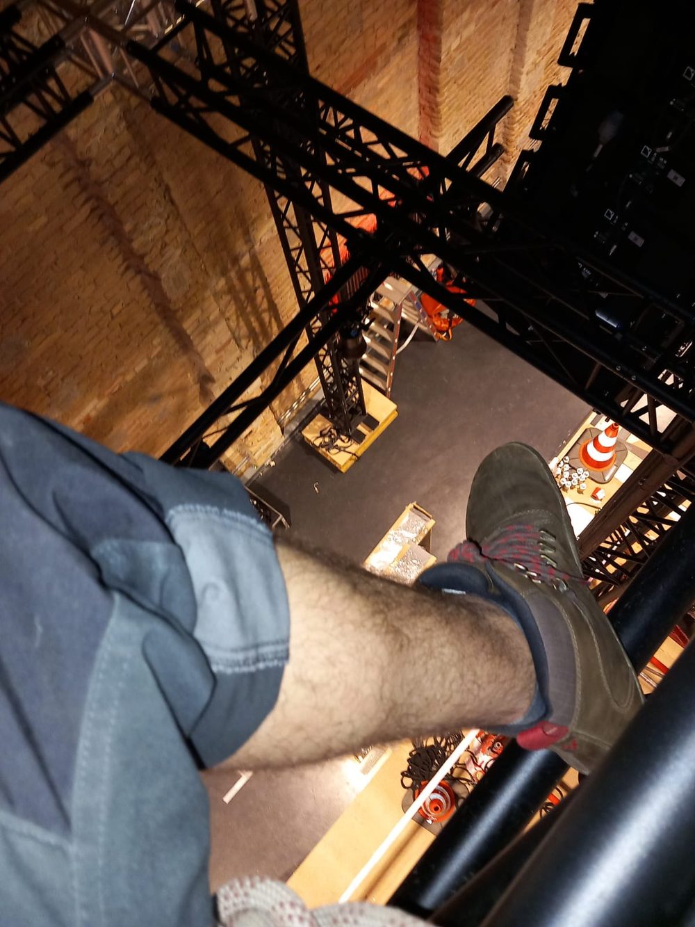 Looking down over the venue floor while working the rig